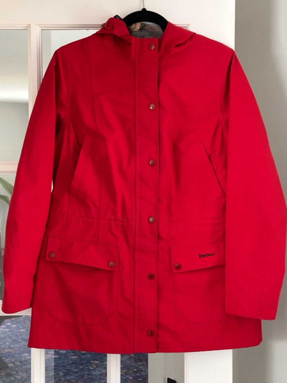 Barbour red rain coat